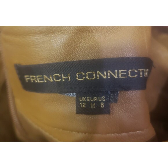 French Connection leather mini skirt carmel-colored Sz 8 III - Picture 3 of 5